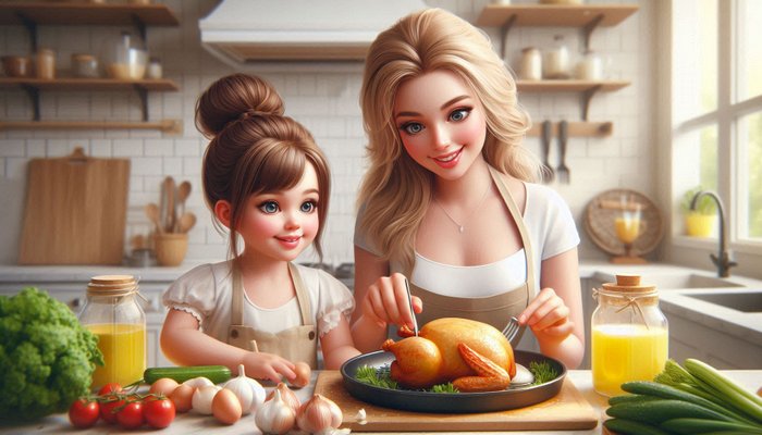 ترفند غذا پختن با مادر